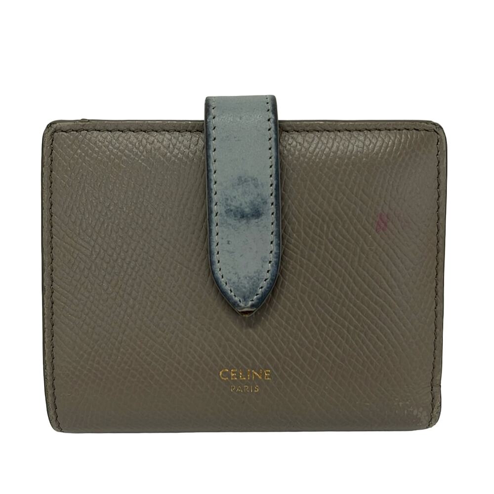 Celine Small Strap Wallet Bifold Wallet Gray Beige Light gray